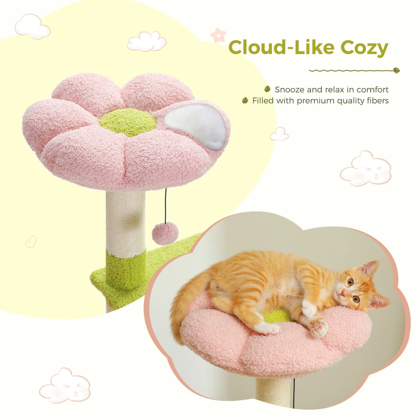 PAWZ Road Flower Cat Tree Multi-Level Cat Tower With Sisal