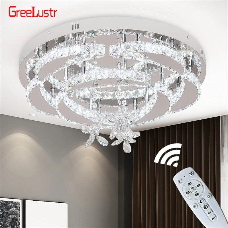GreeLustr Crystal Led Pendant Chandelier Ceiling Light For Living Room
