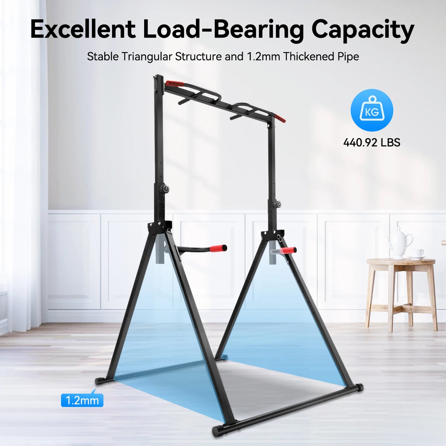 Adjustable Pull Up Bar 200kg Load Foldable Home Gym Station