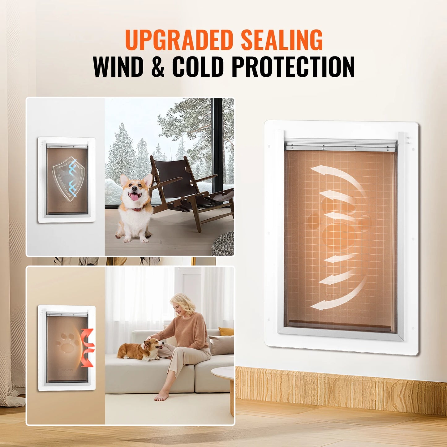 Pet Door Metal Frame With Lock And Three Flap System