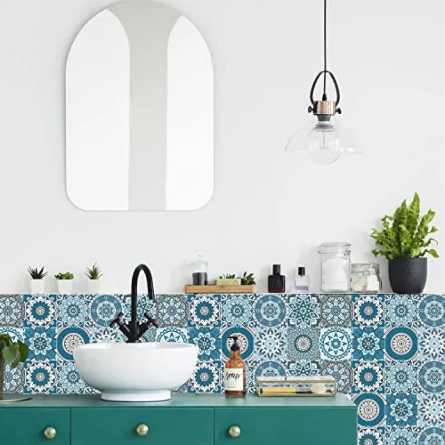 Moroccan Mandala Tile Stickers Peel And Stick Decorative Vinyl Wall