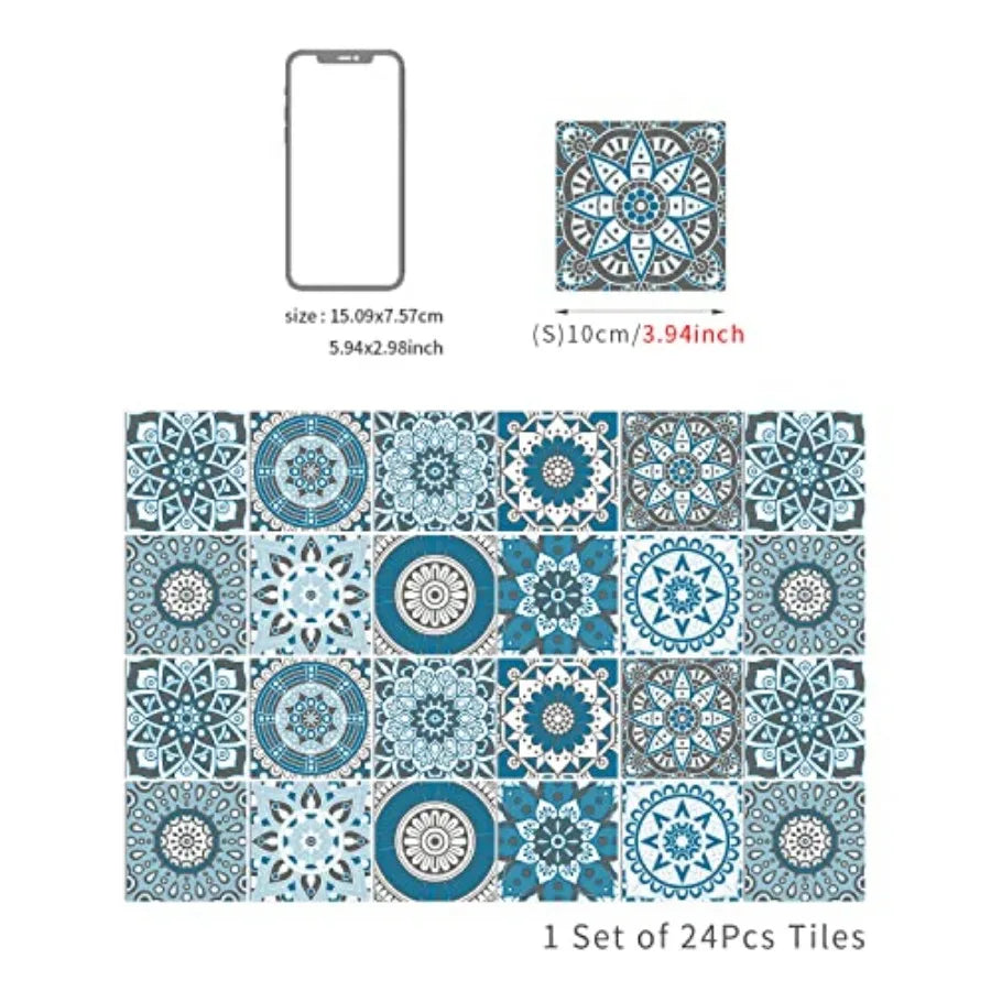 Moroccan Mandala Tile Stickers Peel And Stick Decorative Vinyl Wall