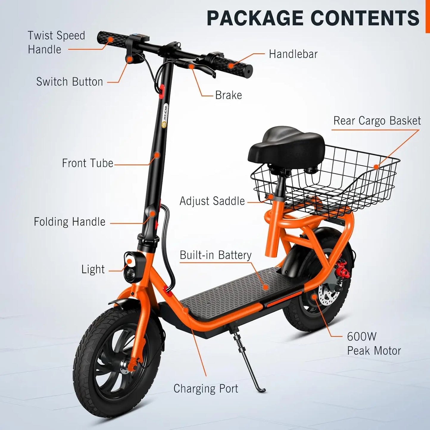 C10 600W Electric Bicycle Folding With Seat And Brakes