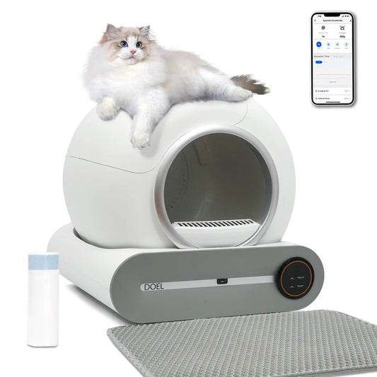 DOEL Smart Self Cleaning Cat Litter Box With App Control 2.4G WiFi