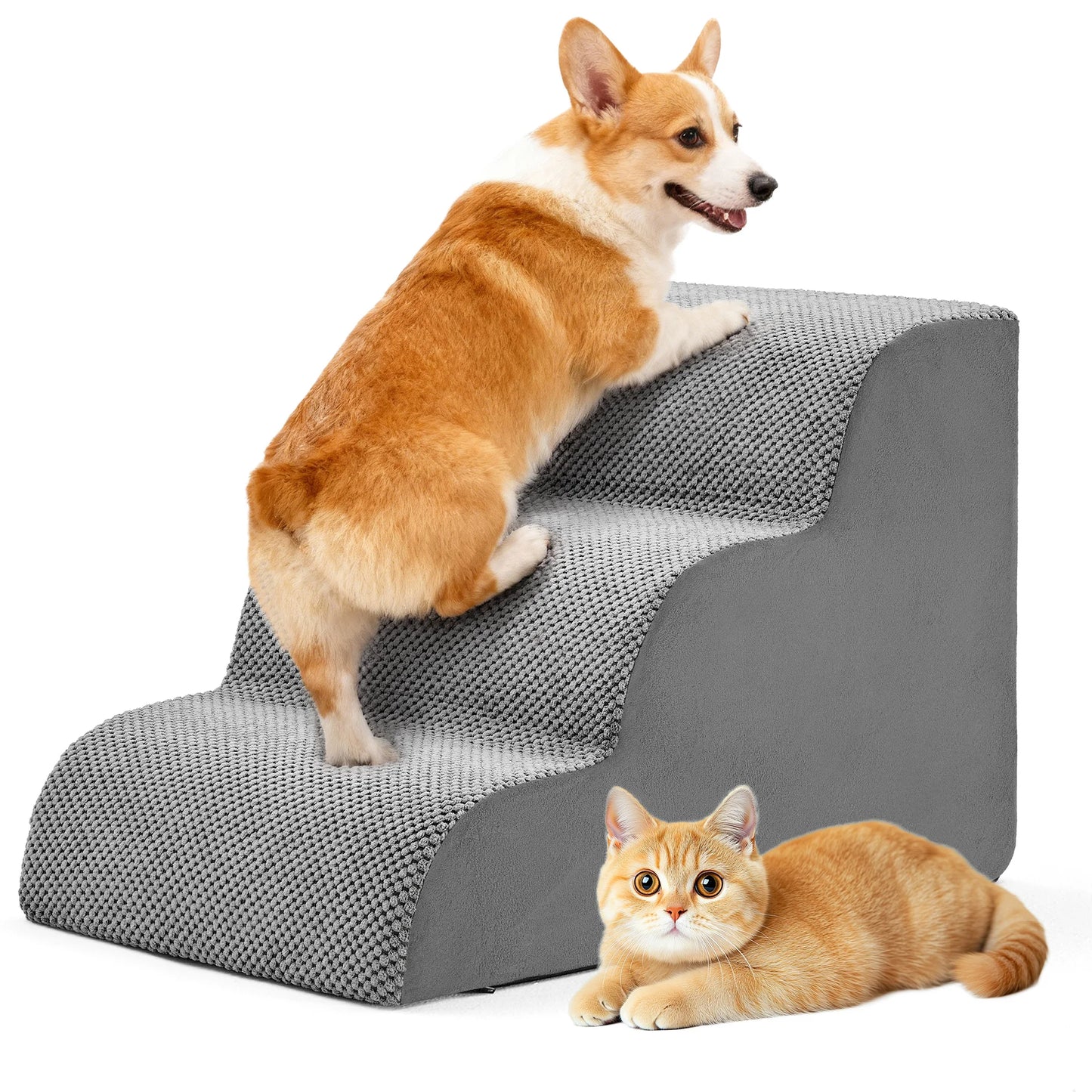 HighDensityFoam Dog Stairs Ramp 3 To 5 Steps Curved NonSlip
