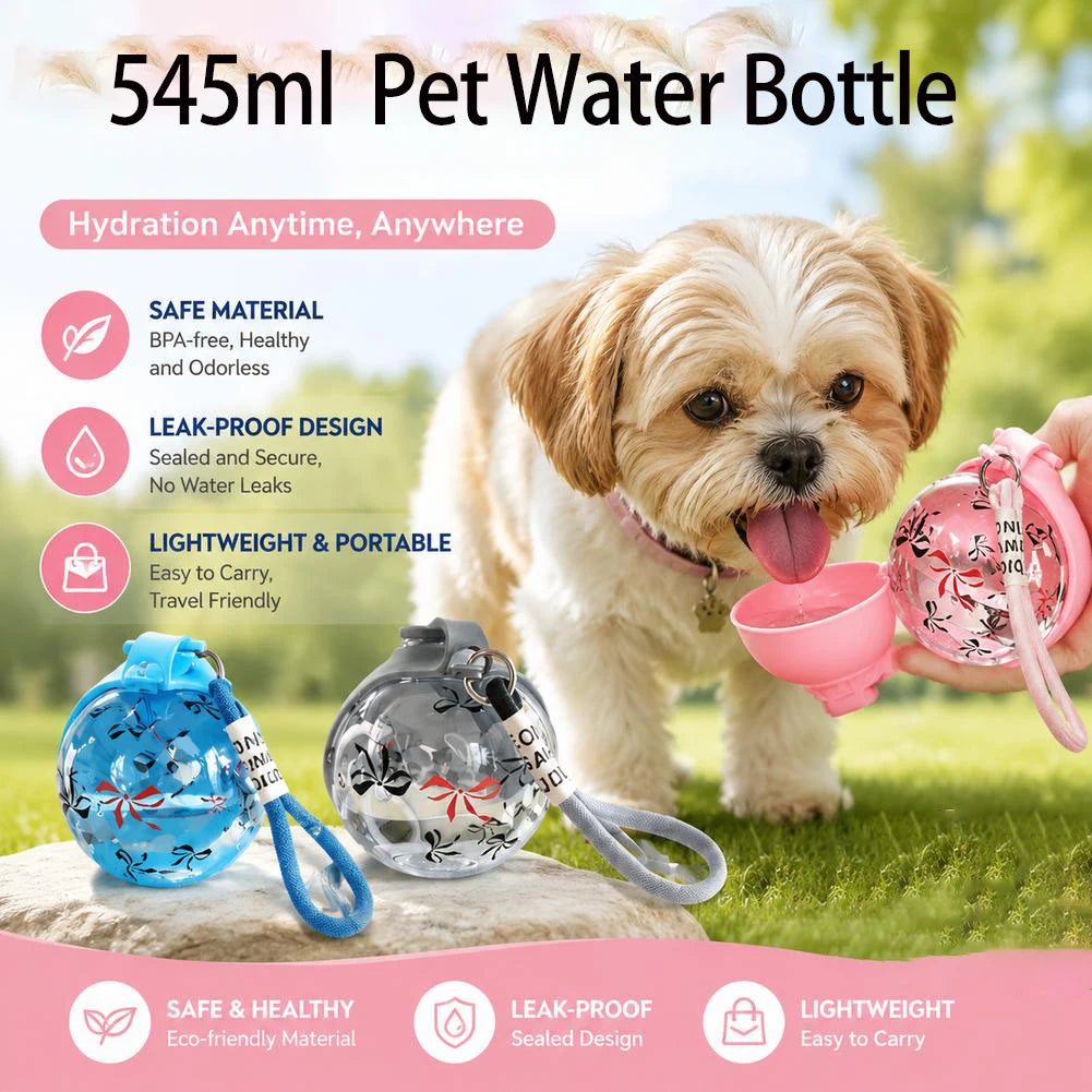 2-In-1 Portable Dog Water Bottle With Lanyard Hook