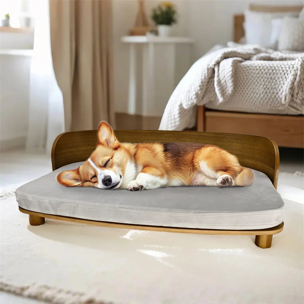 BORWART CN Wooden Elevated Pet Sofa For Dogs With Cushion