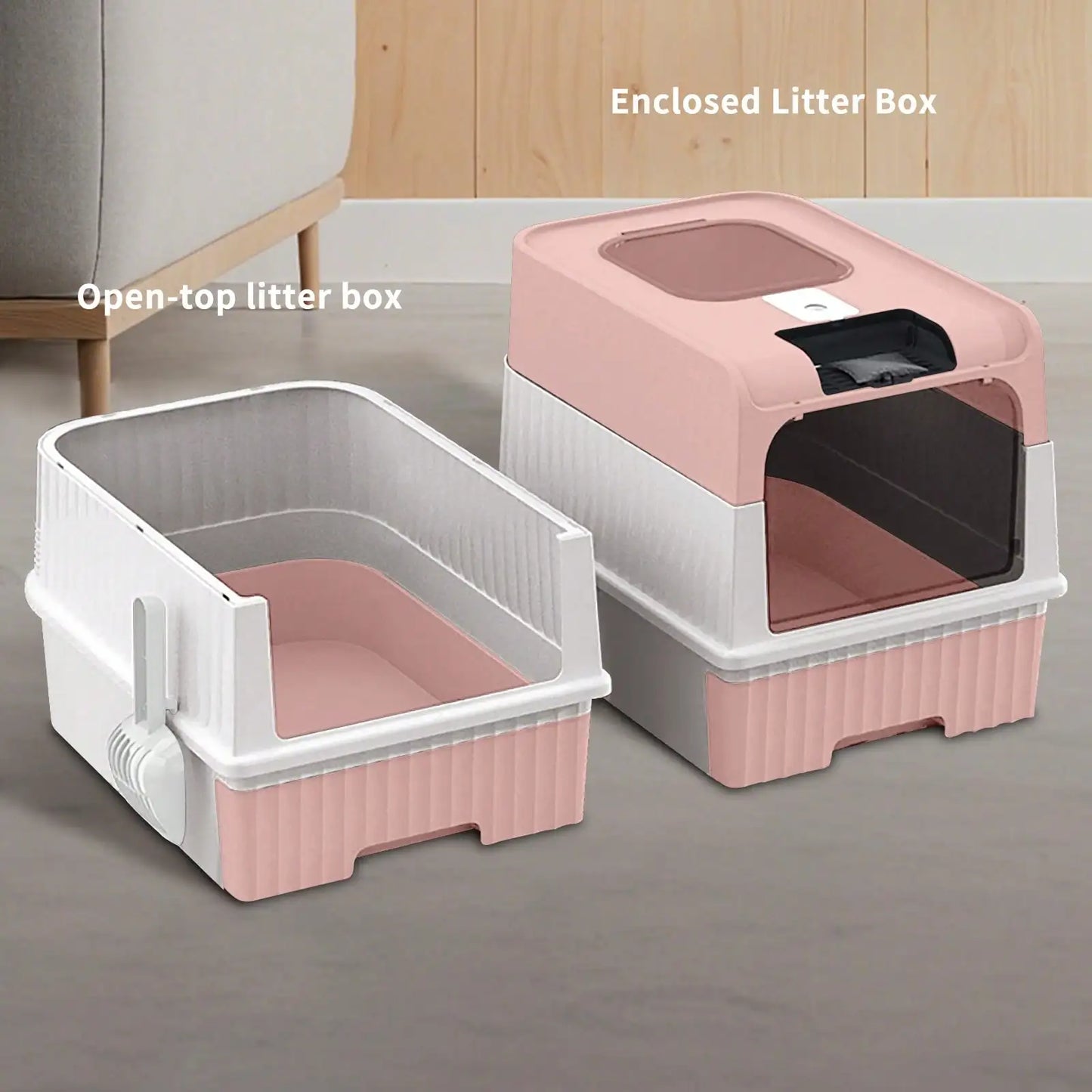 Enclosed Litter Tray - Sifting Scoop Kit, Pet Hygiene Box, Easy Clean Cat Accessories |   Apartment Bedroom Bathroom Living Room For Apartment Bedroom Bathroom Living Room