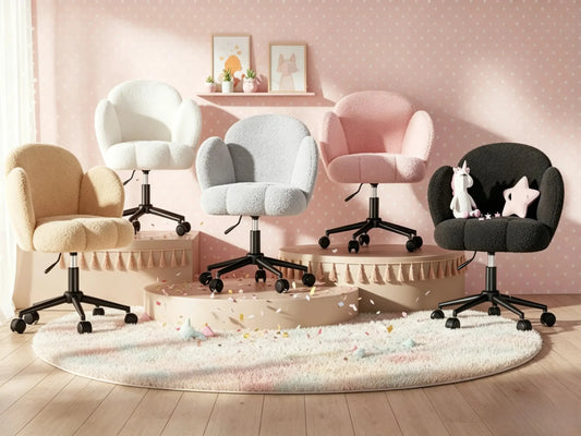 EnHomee Petal Vanity Chair With Wheels 360 Degree Swivel