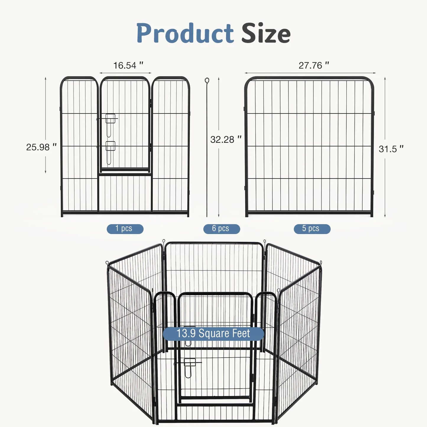 JHK Foldable Metal Dog Playpen Durable Indoor Outdoor