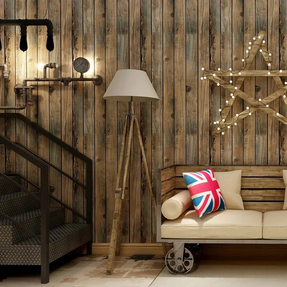 KALYNN Retro Wood Grain Peel and Stick Wallpaper