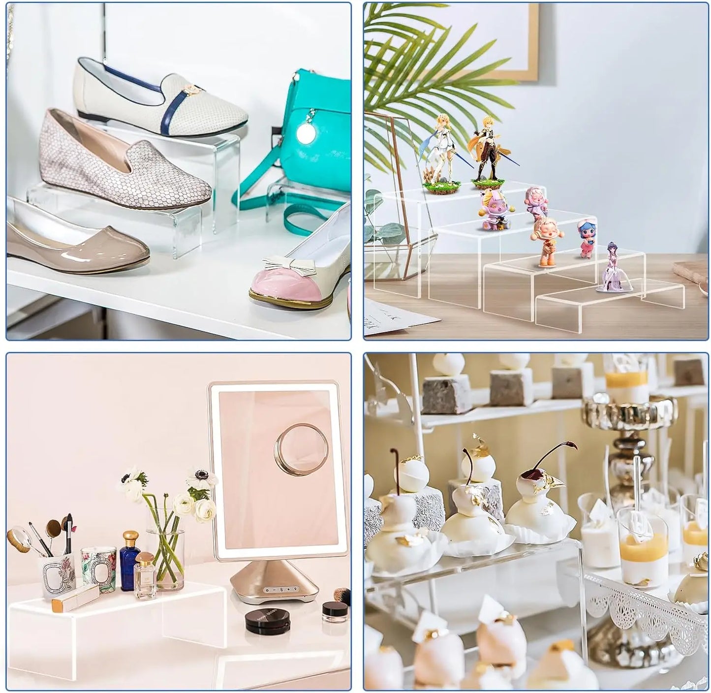 Acrylic Display Risers Set 16 Piece For Decor Cupcakes Shoes