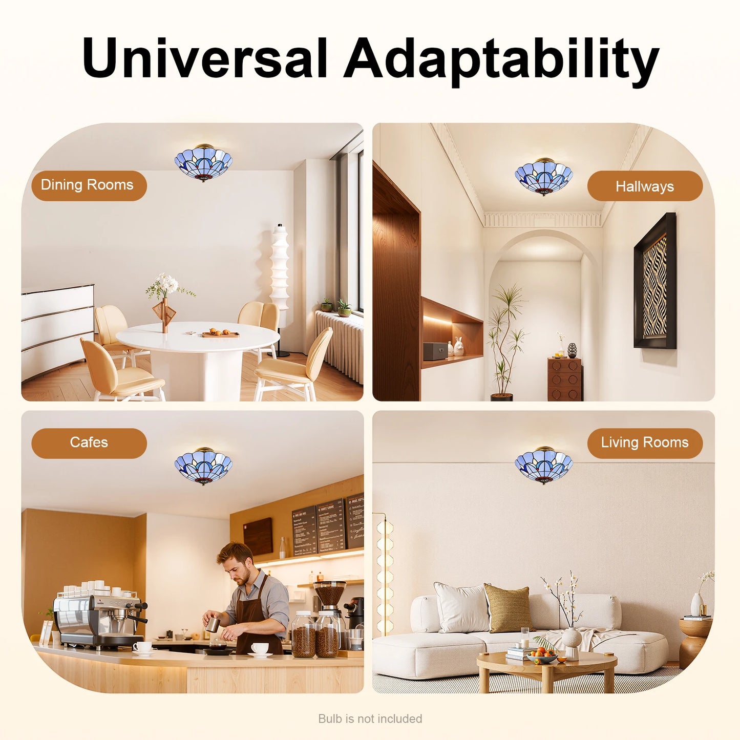 Umbrella Shaped Retro Ceiling Light Painted Glass Lampshade