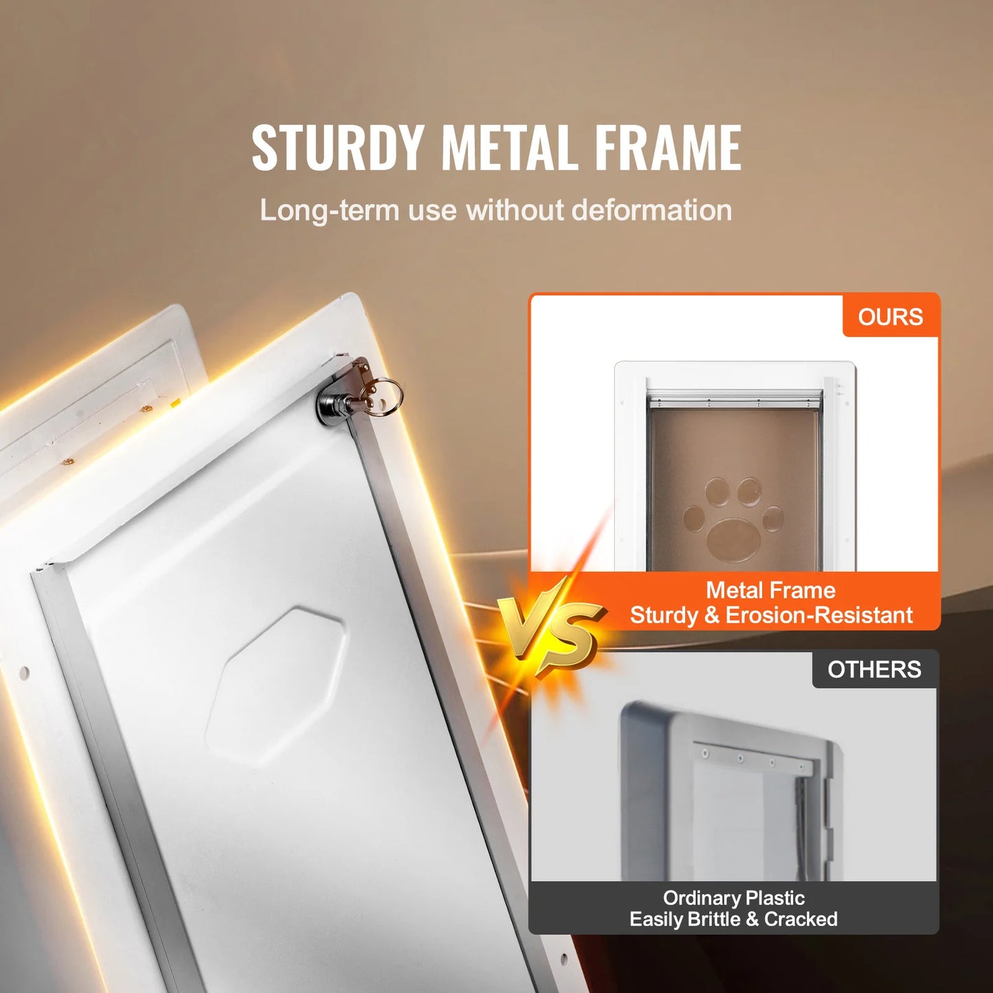 Pet Door Metal Frame With Lock And Three Flap System
