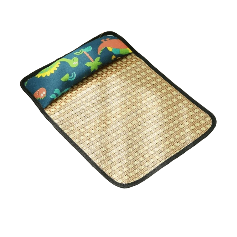Rattan Weave Pet Cooling Mat Cartoon Pattern Anti Slip Bed