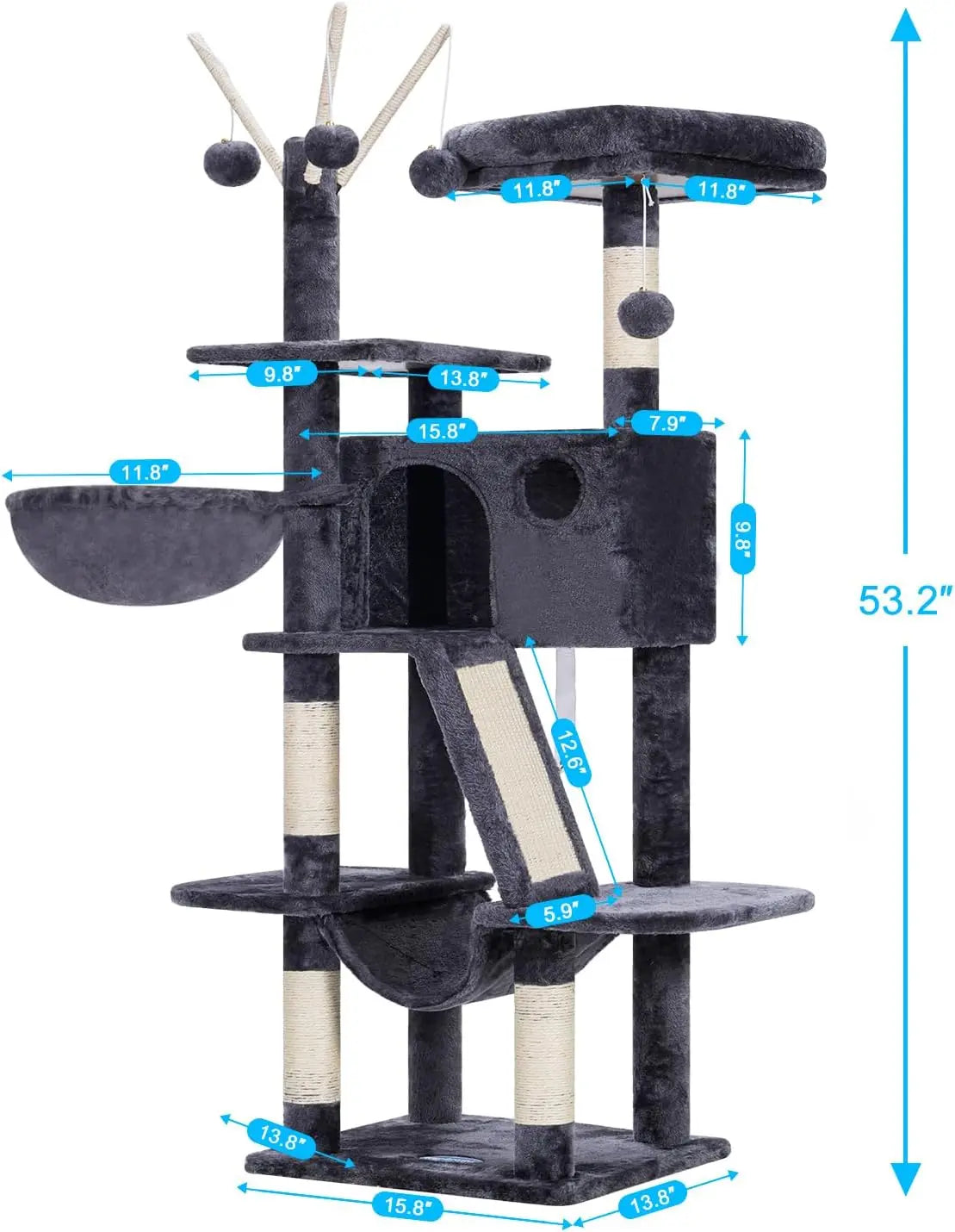 Cat Tower With Padded Bed Cozy Condo Hammocks Scratching Posts