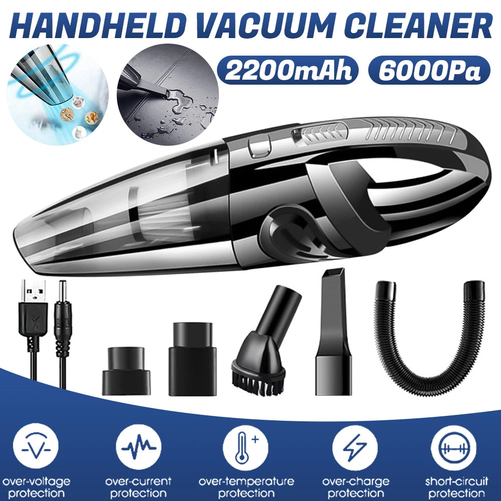 Wireless Handheld Vacuum Cleaner USB Charging Car Portable Wet Dry 12000Pa