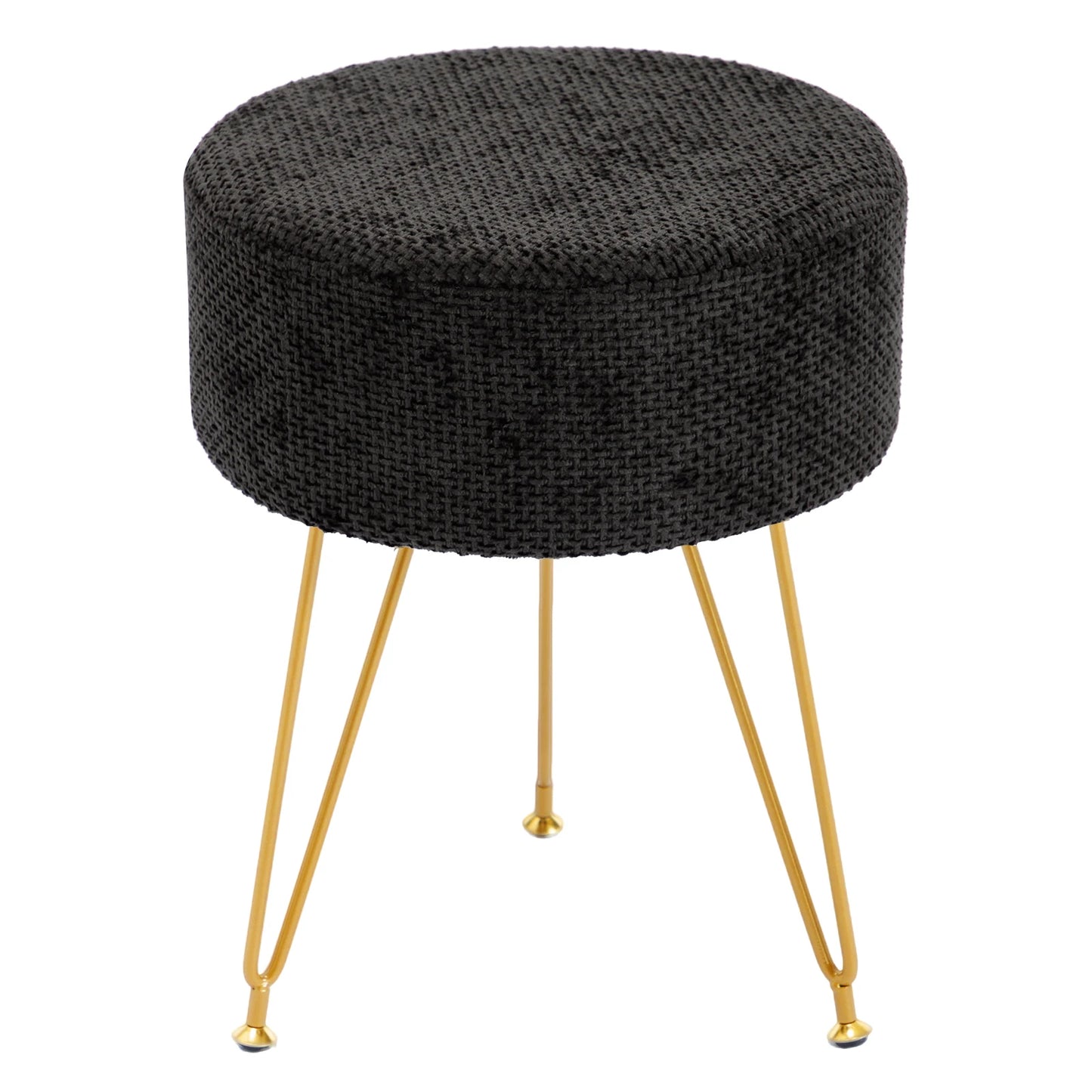 JHK Velvet Round Ottoman Vanity Stool for Home Use