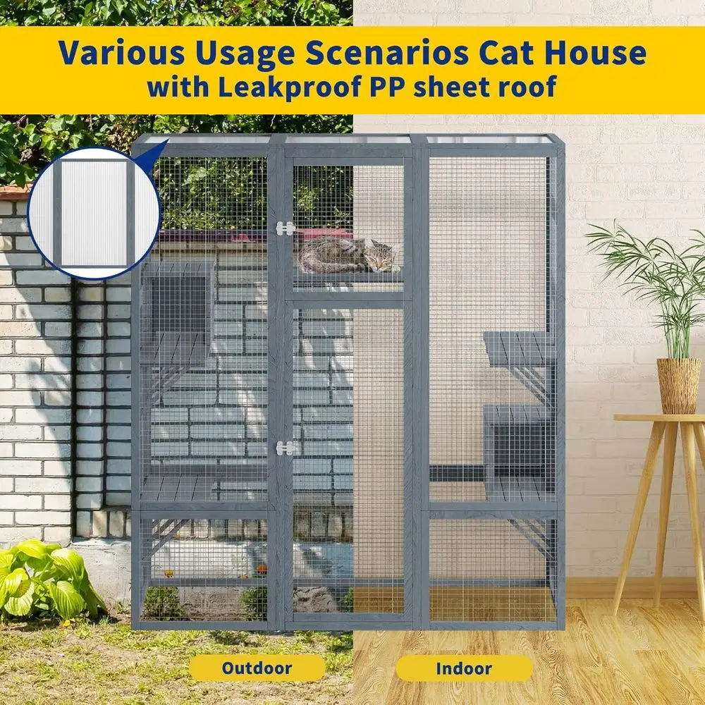 Catio Outdoor Cat Enclosure With 7 Platforms Waterproof UV Protected