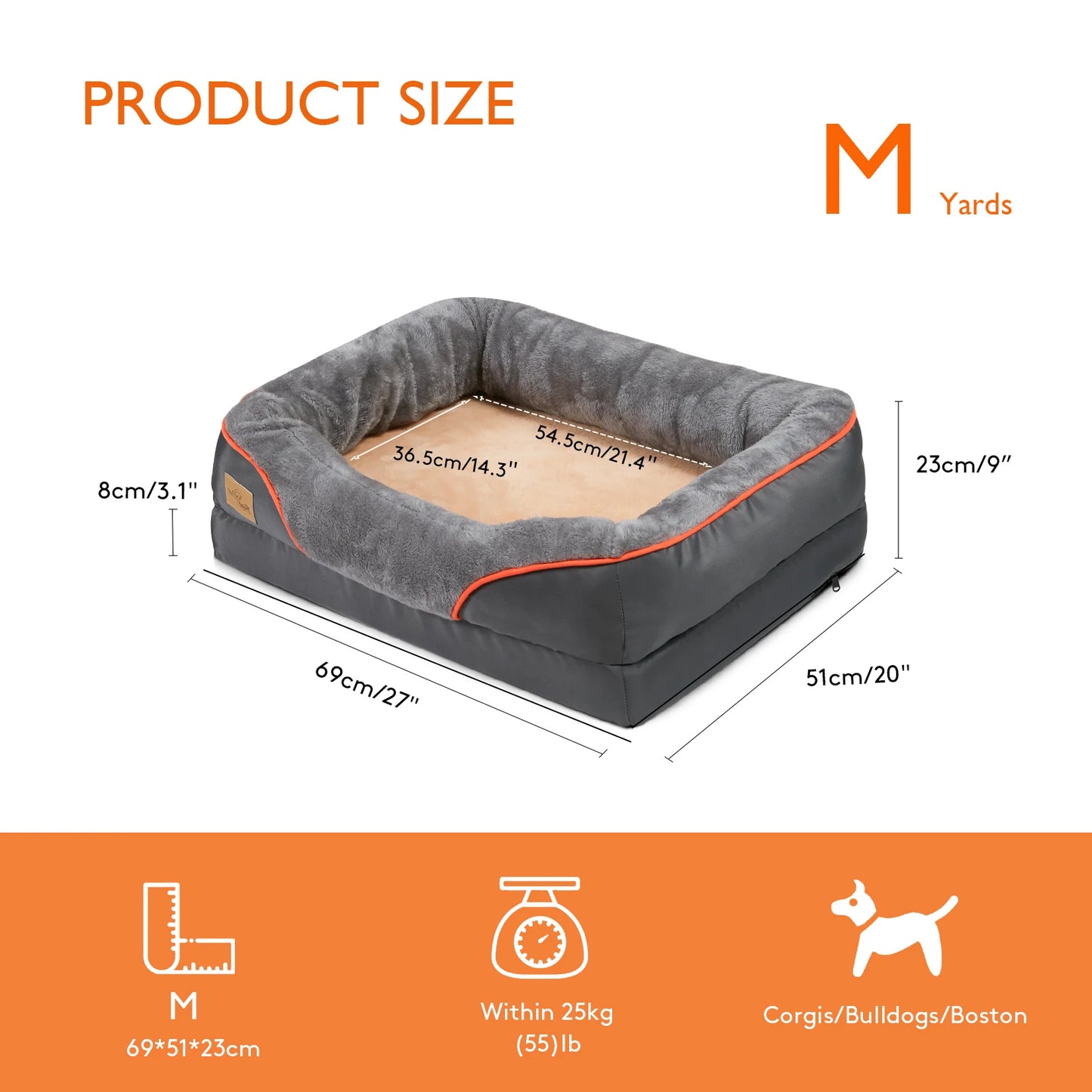 BINGOPAW Orthopedic Memory Foam Dog Bed Bolstered Couch Waterproof