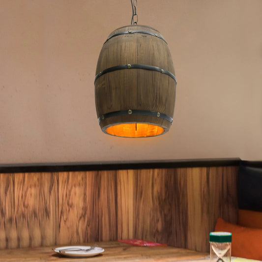Antique Wood Wine Barrel Pendant Lamp Industrial Rustic Lighting