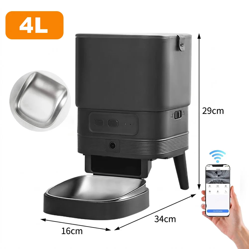 Nityers Automatic Cat Feeder With HD Camera 2.4G WiFi Night Vision Tuya APP
