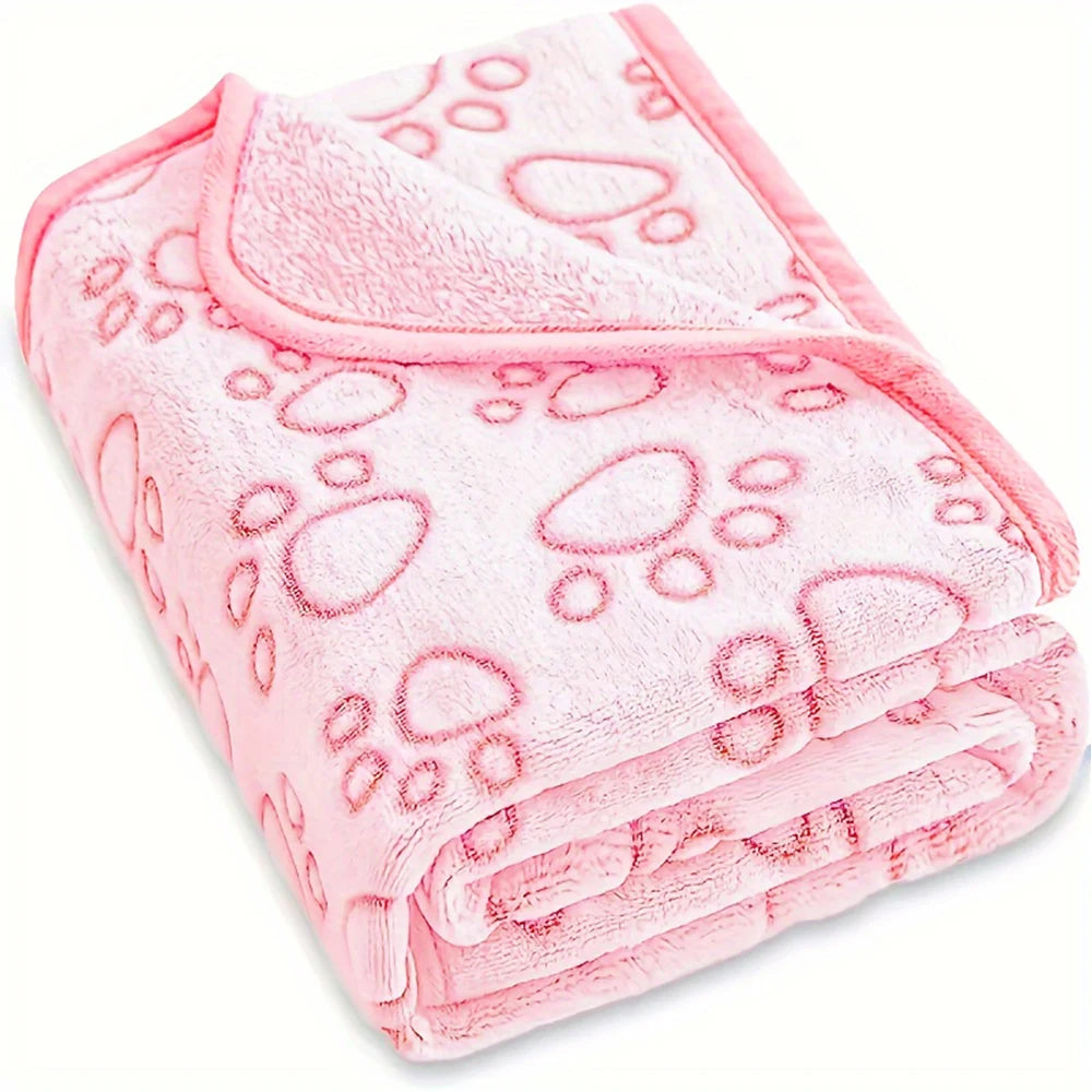 Ultra Soft Paw Print Dog Blanket For Indoor Outdoor Washable