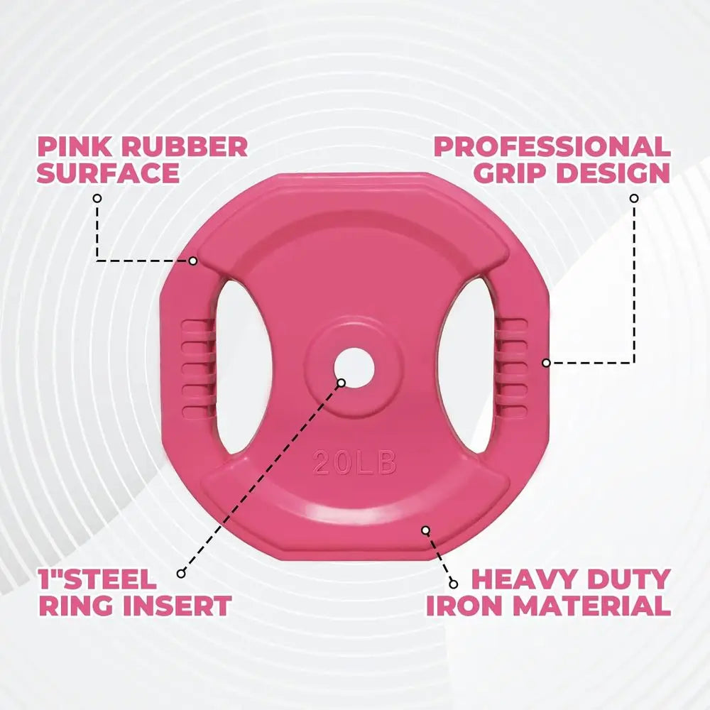 Barbell And Rubber Weight Plate Set For Home Gym Strength