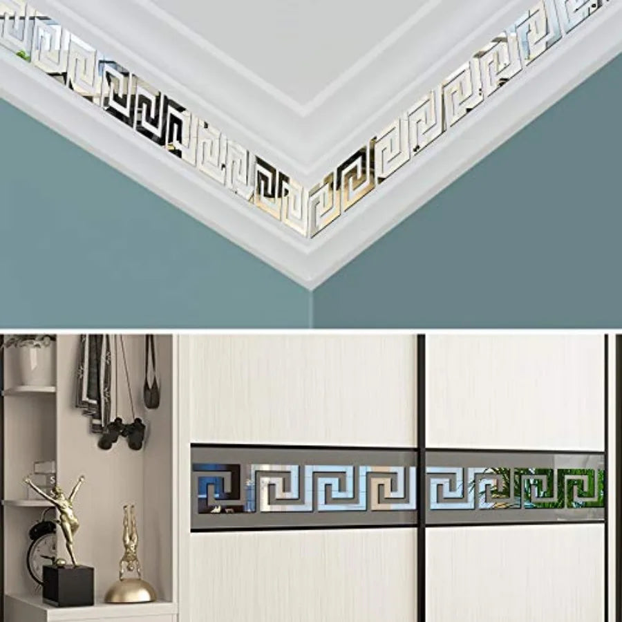 Acrylic Mirror Wall Stickers Peel And Stick Tiles Border Decor