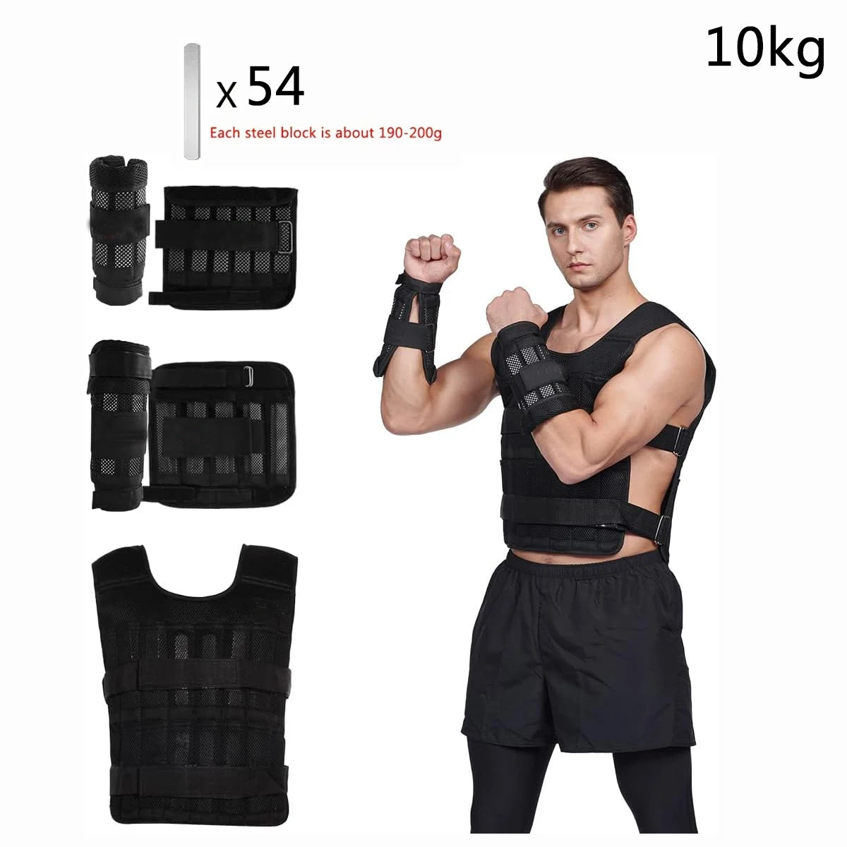 Adjustable Weight Vest And Ankle Wrist Weights Workout Set