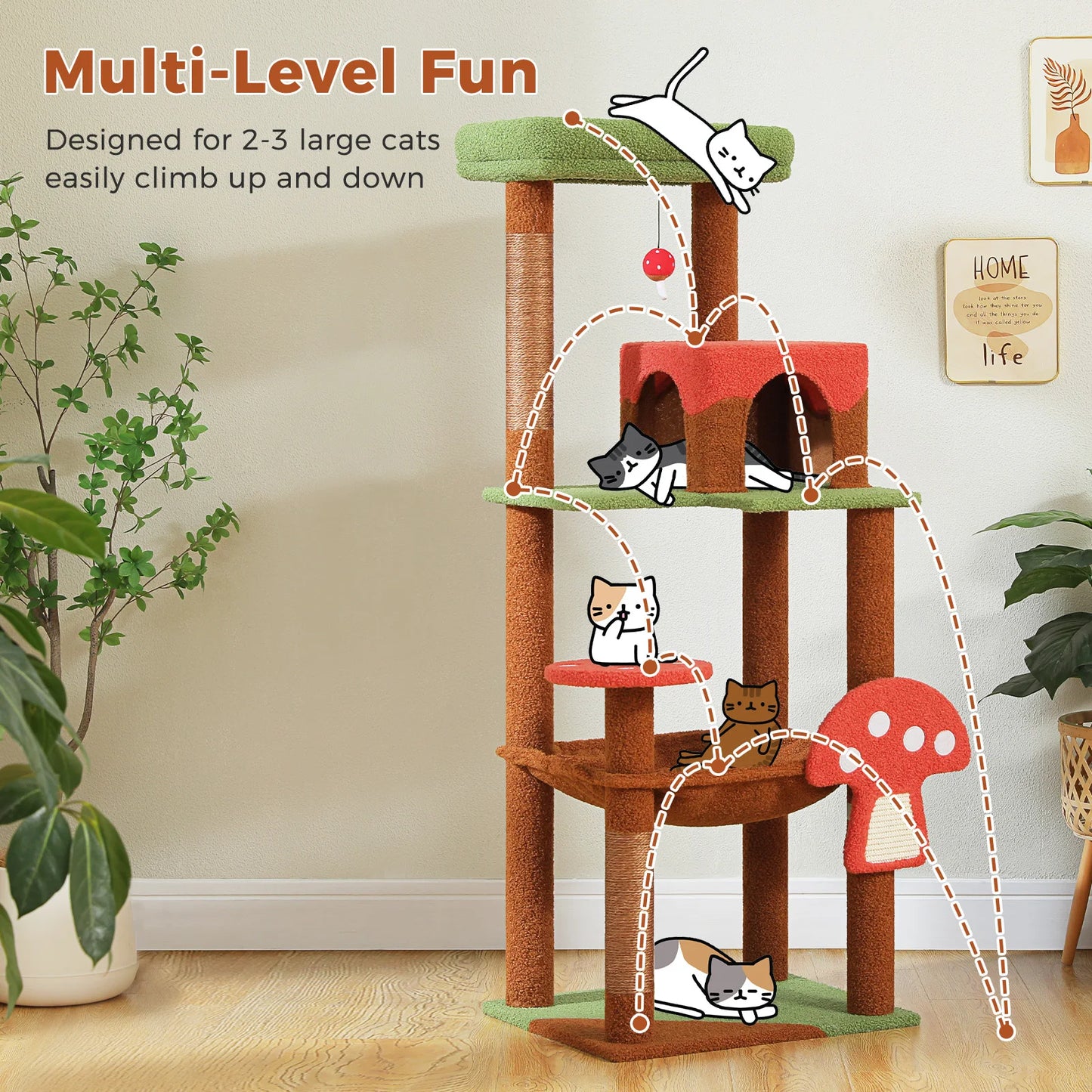 PAWZ Road Multi Level Cat Tree With Scratching Posts Indoor