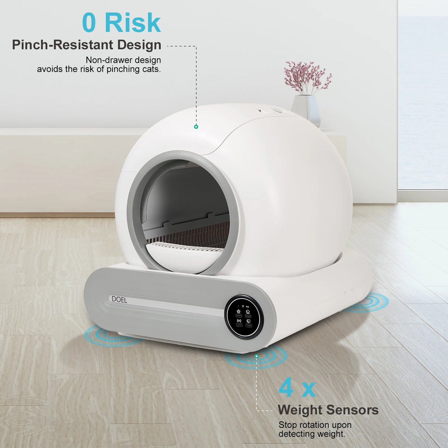 DOEL Smart Self Cleaning Cat Litter Box With App Control 2.4G WiFi