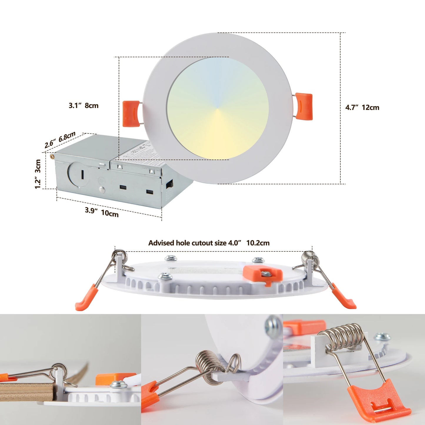 ARLGSITE 12Pack LED Recessed Lights Junction Box Adjustable Dimmable