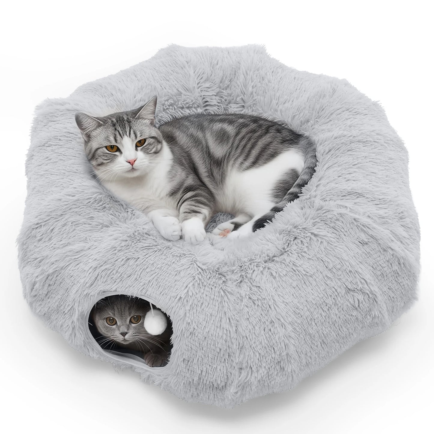 JHK Cat Tunnel Bed Indoor Plush Playground For Kittens Puppies