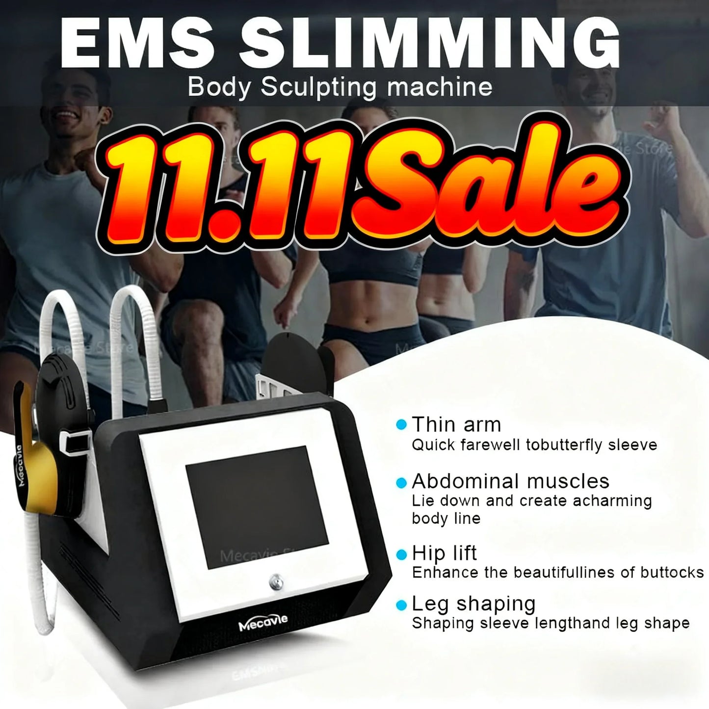 2 in 1 MECAVIE Muscle Builder Slimming Trainer Features 6500W Body Contouring Buttock Lifting Fitness Equipment