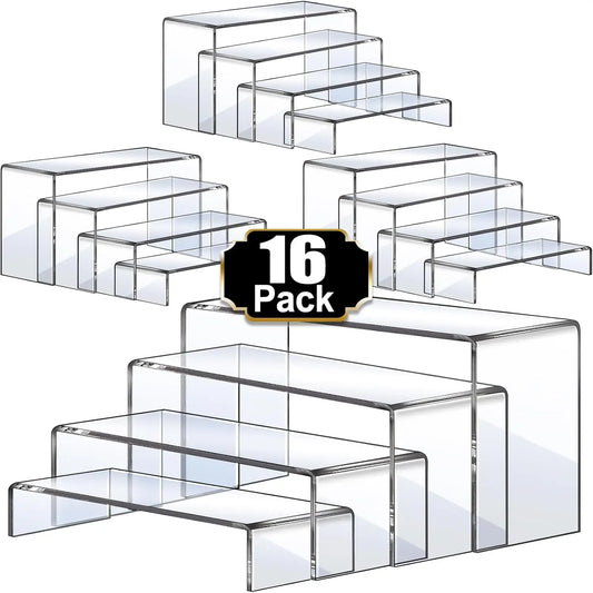 Acrylic Display Risers Set 16 Piece For Decor Cupcakes Shoes