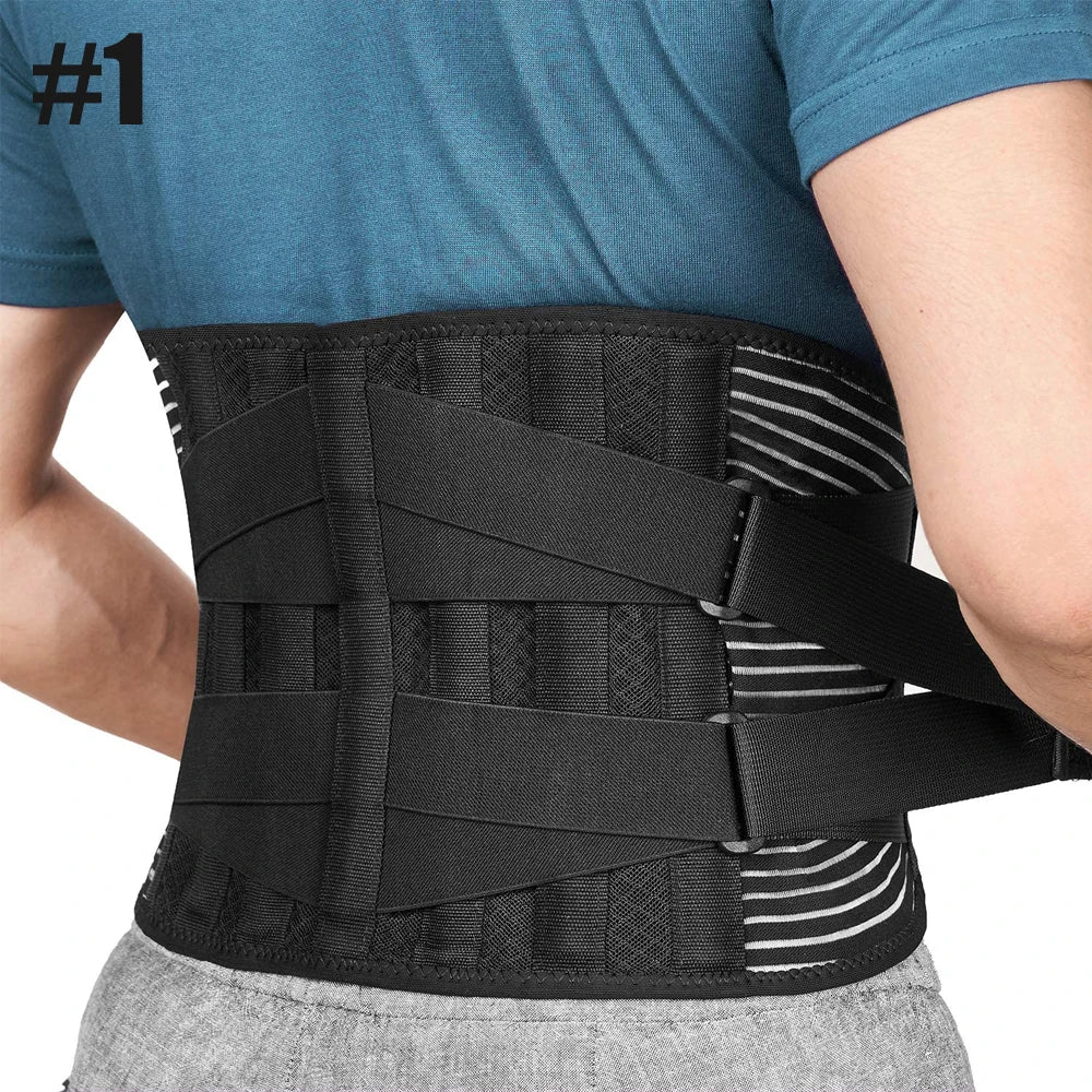 Lumbar Back Brace With 6 Stays Breathable Orthopedic Support Pain Relief