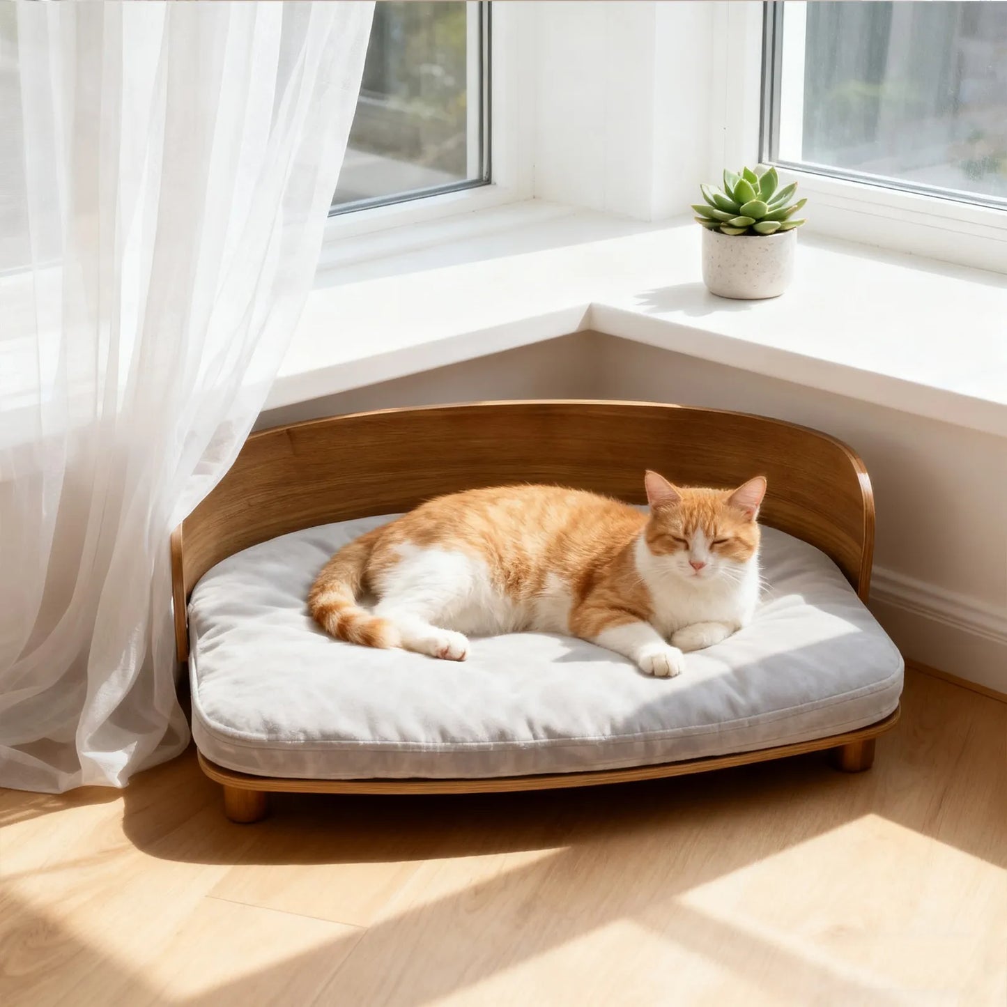 BORWART CN Wooden Elevated Pet Sofa For Dogs With Cushion
