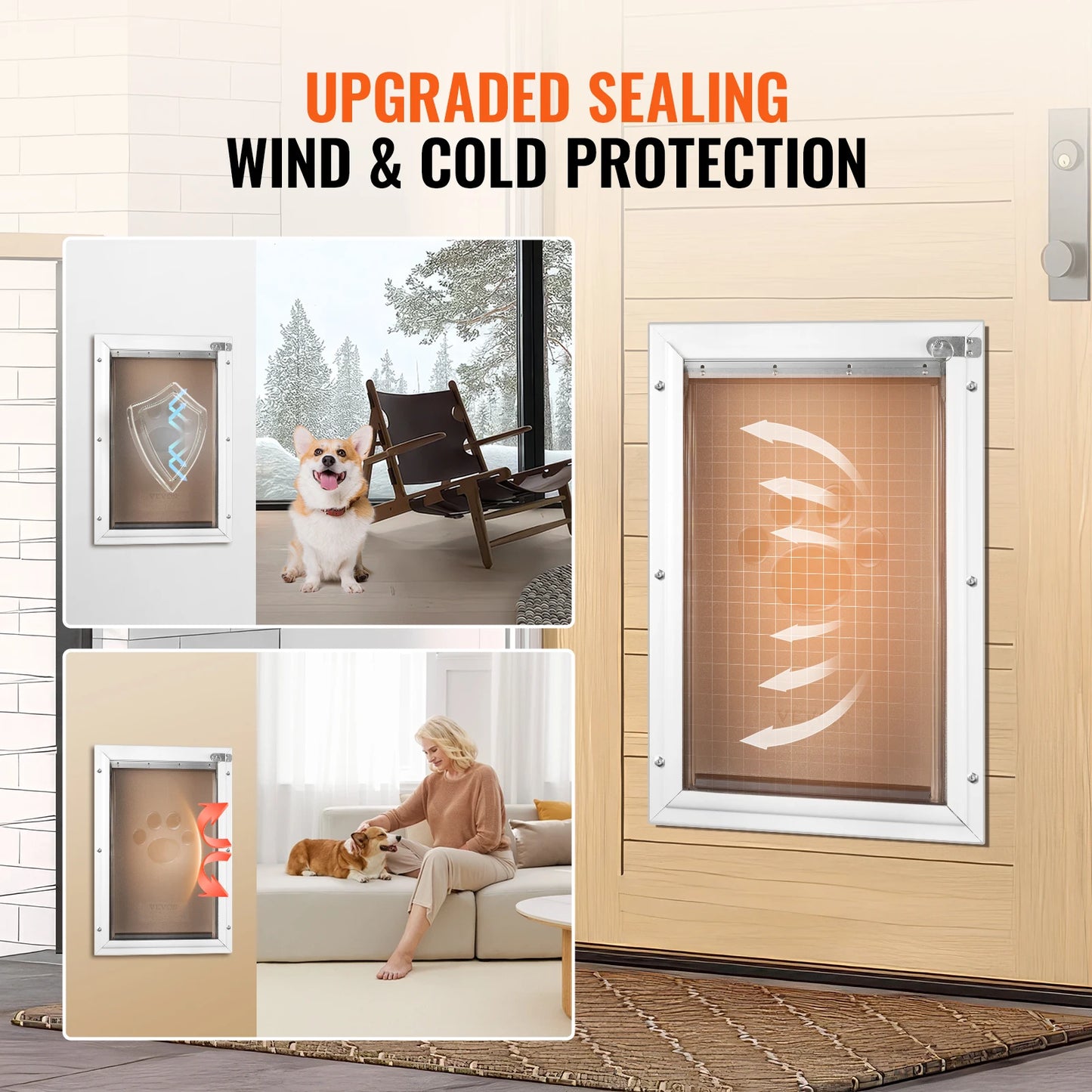 NONEDogDoor Pet Door Aluminum Frame With Lockable Flap