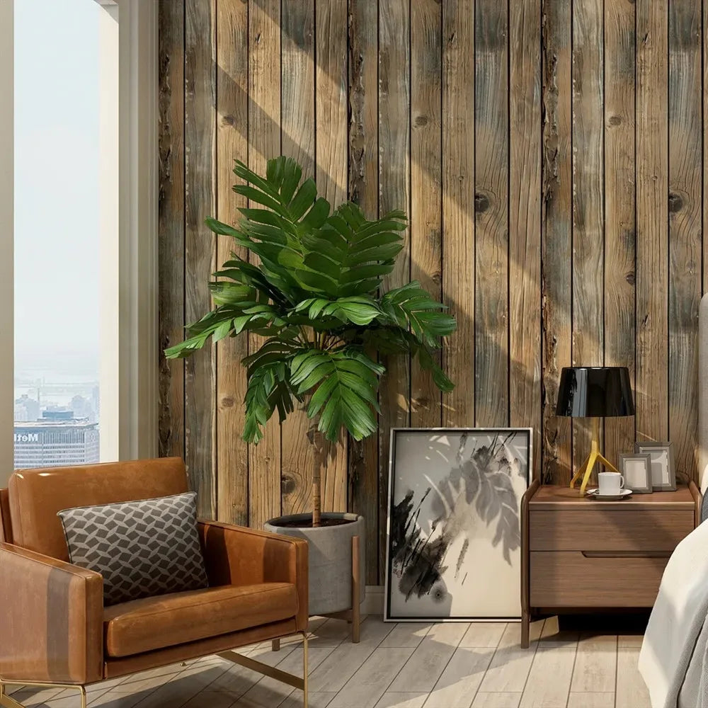 KALYNN Retro Wood Grain Peel and Stick Wallpaper