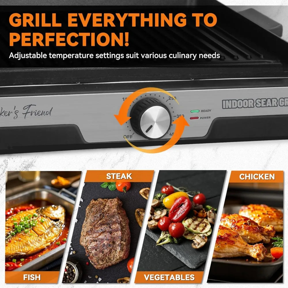 Baker's Friend Smokeless Indoor Electric Grill With Removable Plates