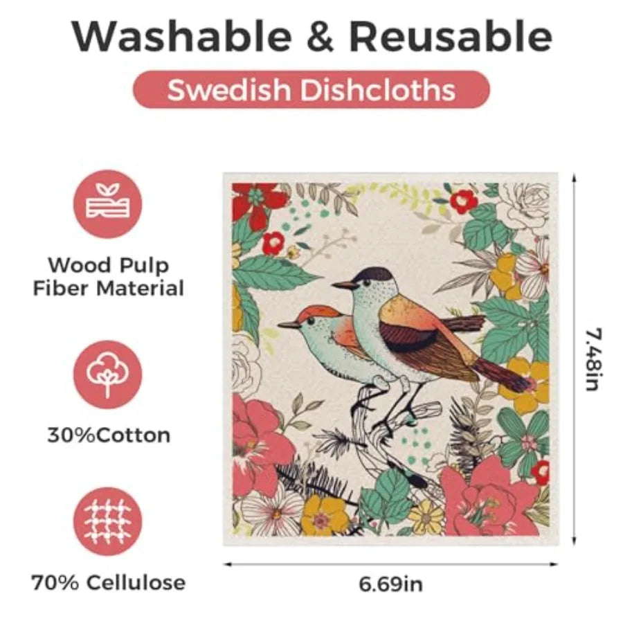 Swedish Dishcloths for Kitchen Reusable Dish Rags Set