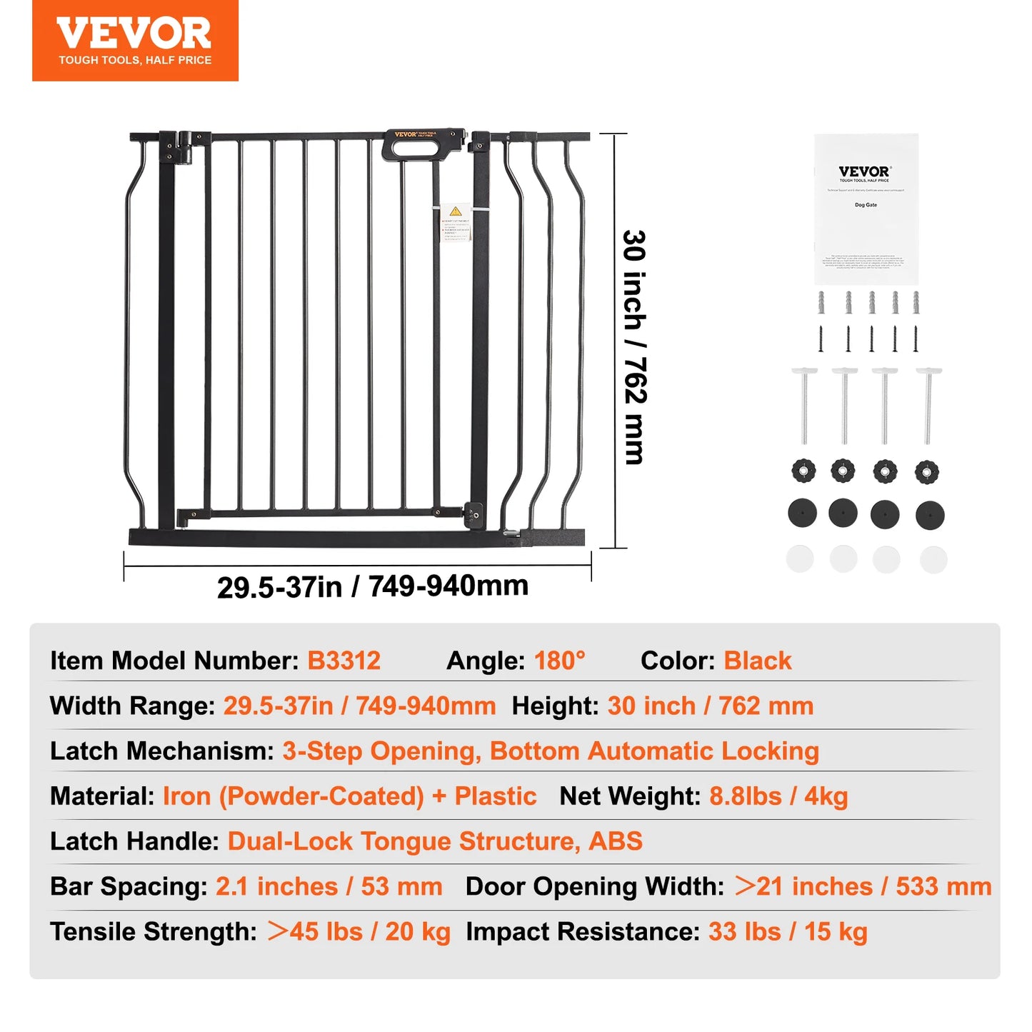 SucceBuy Baby Gate Pressure Mount Walk Through For Home Doorways