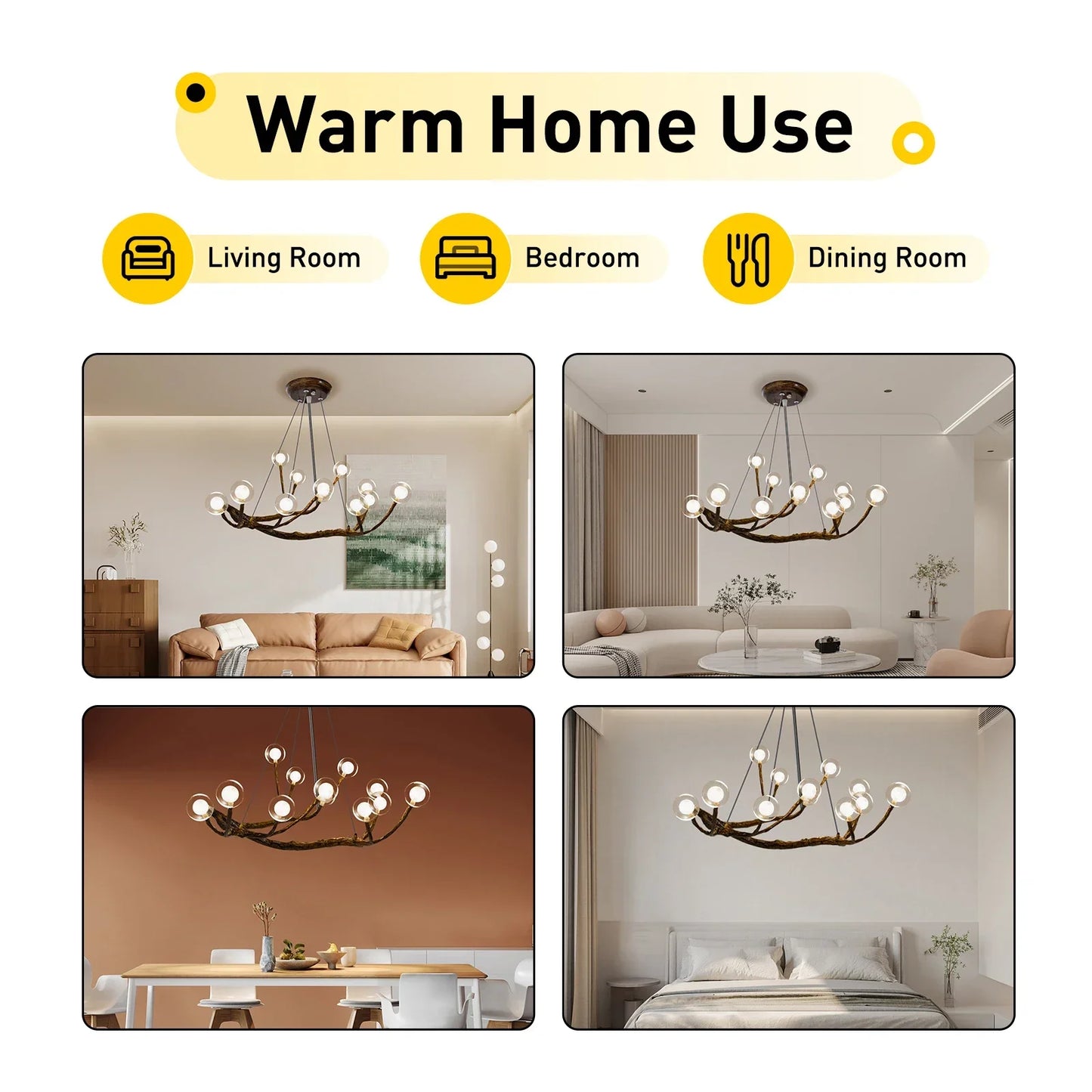 Bymaocar Farmhouse Style LED Ceiling Light With Adjustable Chain Chandelier