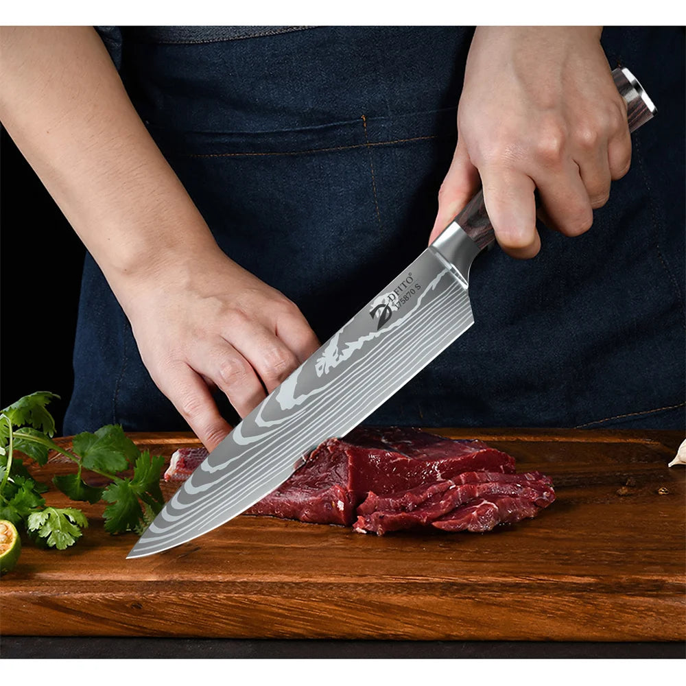MDHAND 8-Piece Kitchen Knife Set Stainless Steel With Nylon Bag