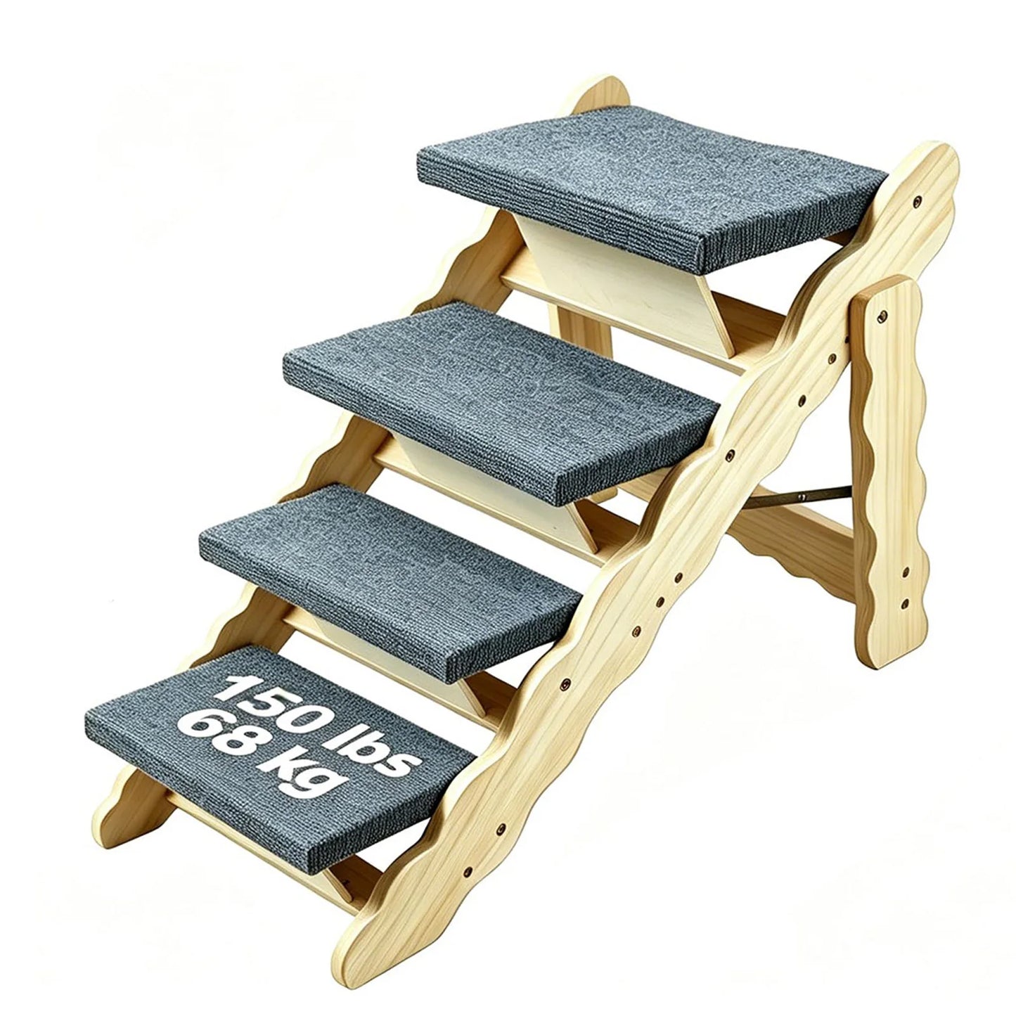 DishyKooker 2in1 Wooden Pet Stairs and Folding Ramp