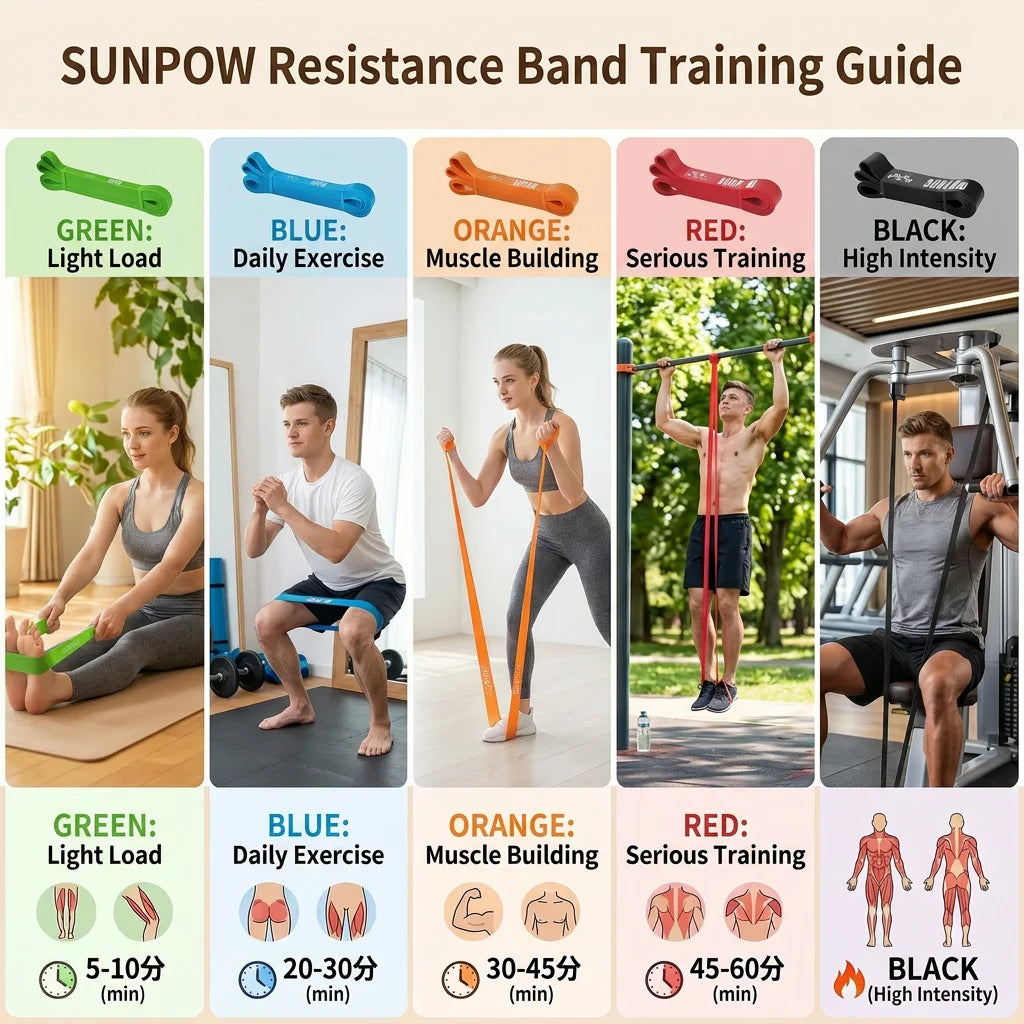 SUNPOW Pull Up Assistance Bands Set of 5 Heavy Duty Resistance Bands