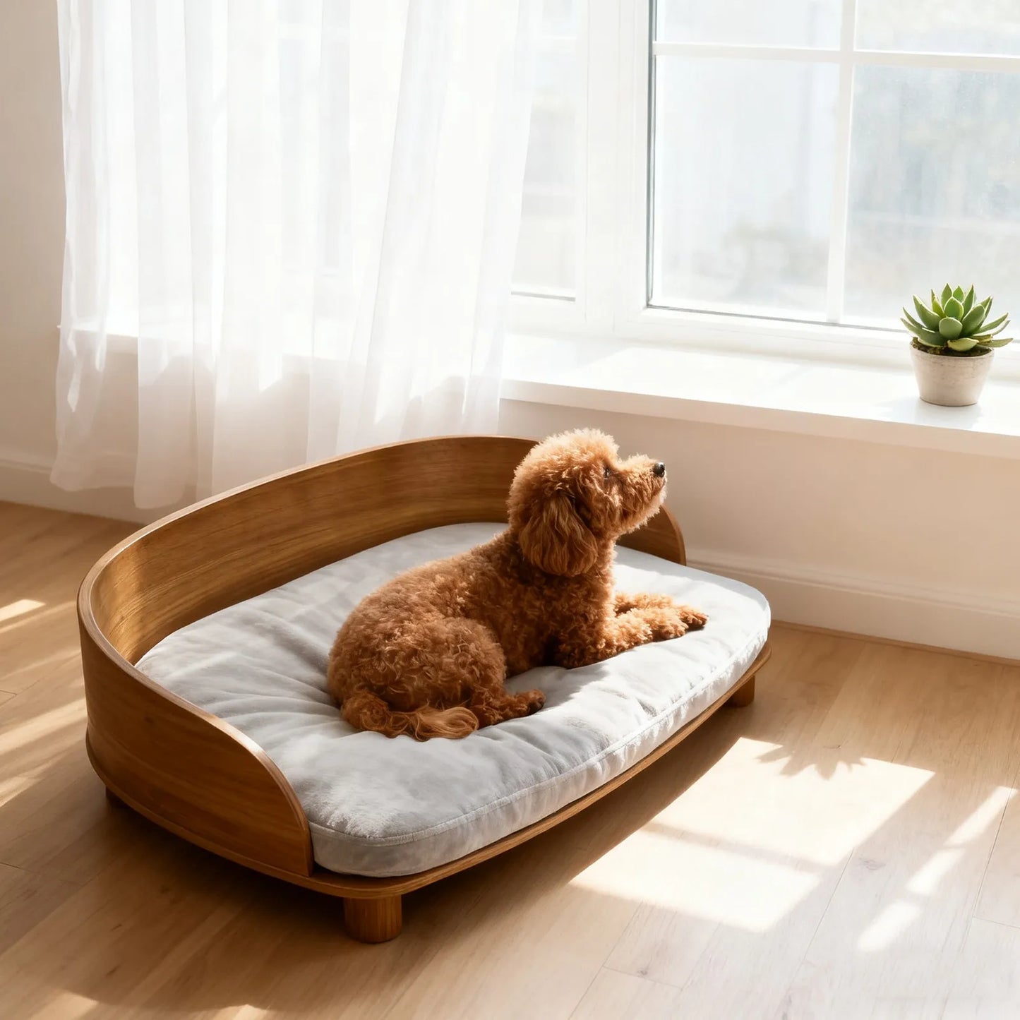 BORWART CN Wooden Elevated Pet Sofa For Dogs With Cushion