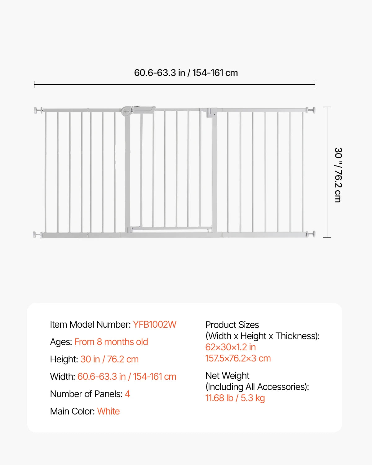 SucceBuy Baby Gate Pressure Mount Walk Through For Home Doorways