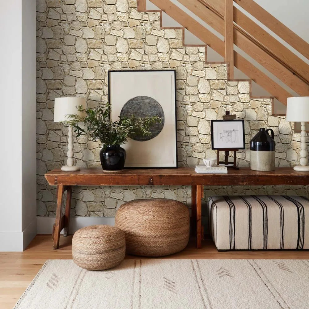 COMSTICKC 3D Faux Stone PVC Wall Panels Waterproof Adhesive